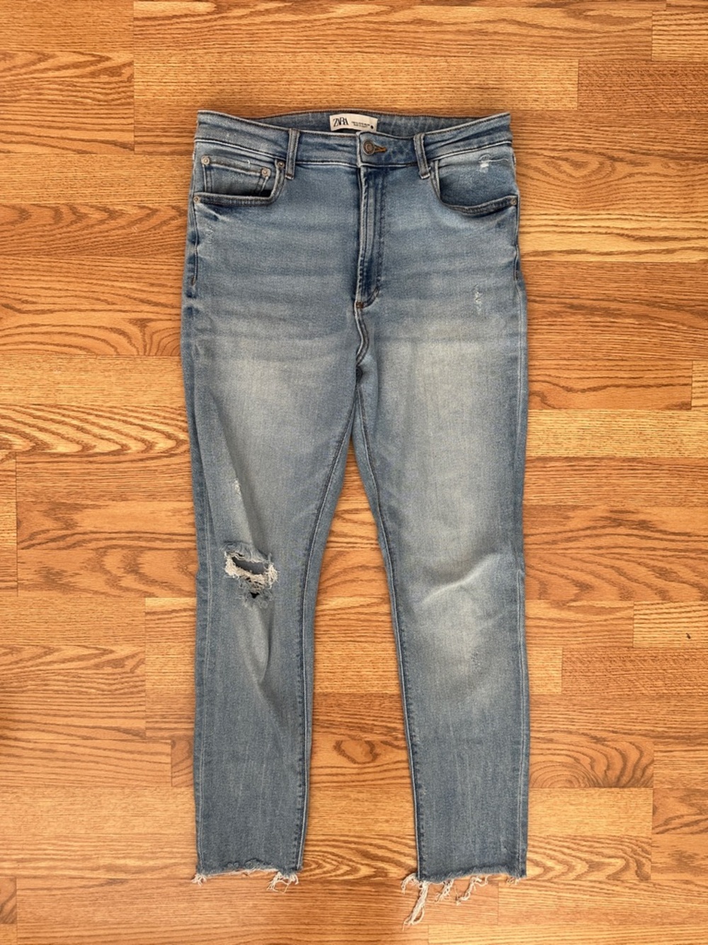 Zara Light Blue Distressed Skinny Jeans